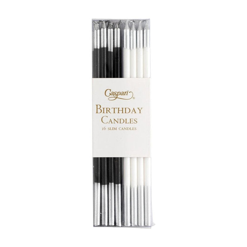 caspari Slim Birthday Candles in Mixed Black & White - 16 Candles Per Package