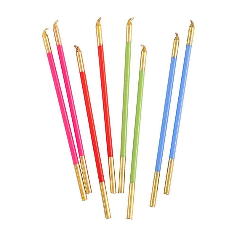 Caspari Slim Birthday Candles In Mixed Brights - 16 Candles Per Package