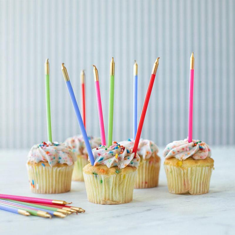 Caspari Slim Birthday Candles In Mixed Brights - 16 Candles Per Package