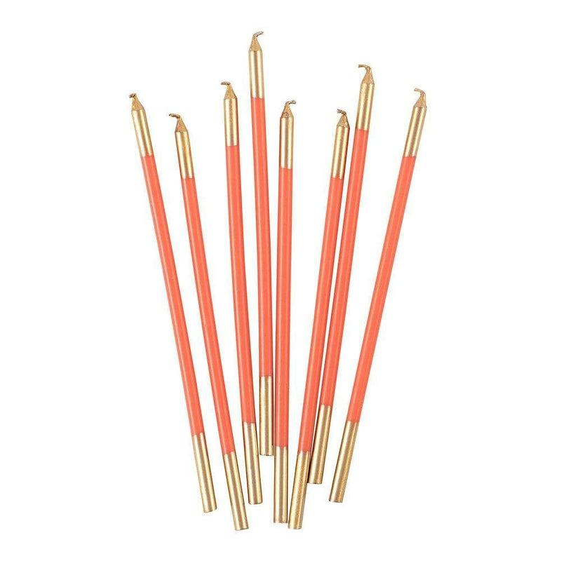 Caspari Slim Birthday Candles In Orange & Gold - 16 Candles Per Package