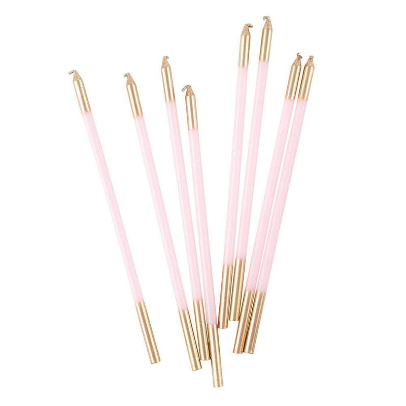 Caspari Slim Birthday Candles In Petal Pink & Gold - 16 Candles Per Package