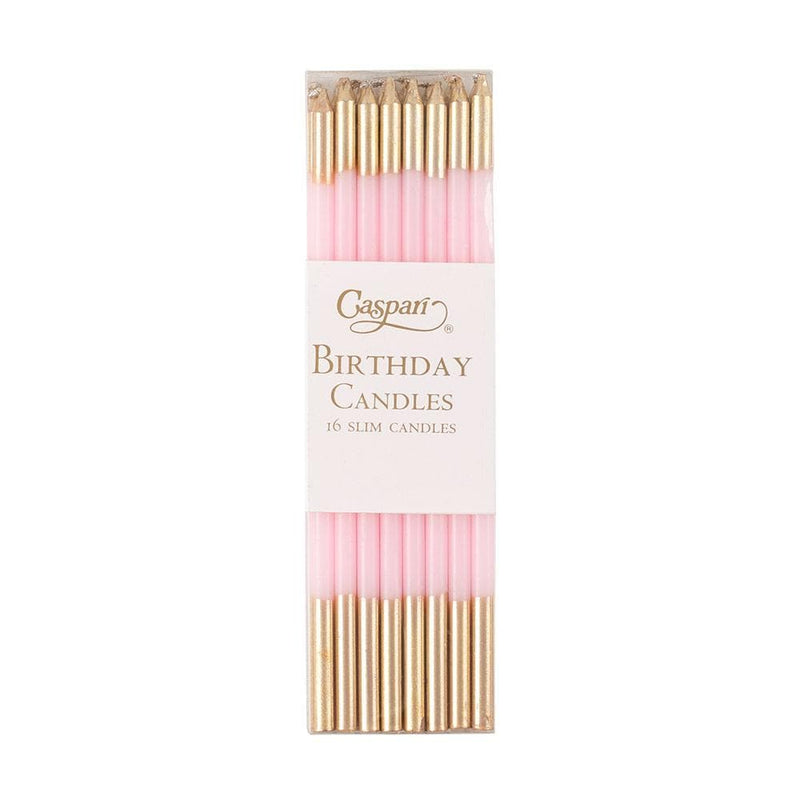 caspari Slim Birthday Candles in Petal Pink & Gold - 16 Candles Per Package caspari Slim Birthday Candles in Petal Pink & Gold - 16 Candles Per Package