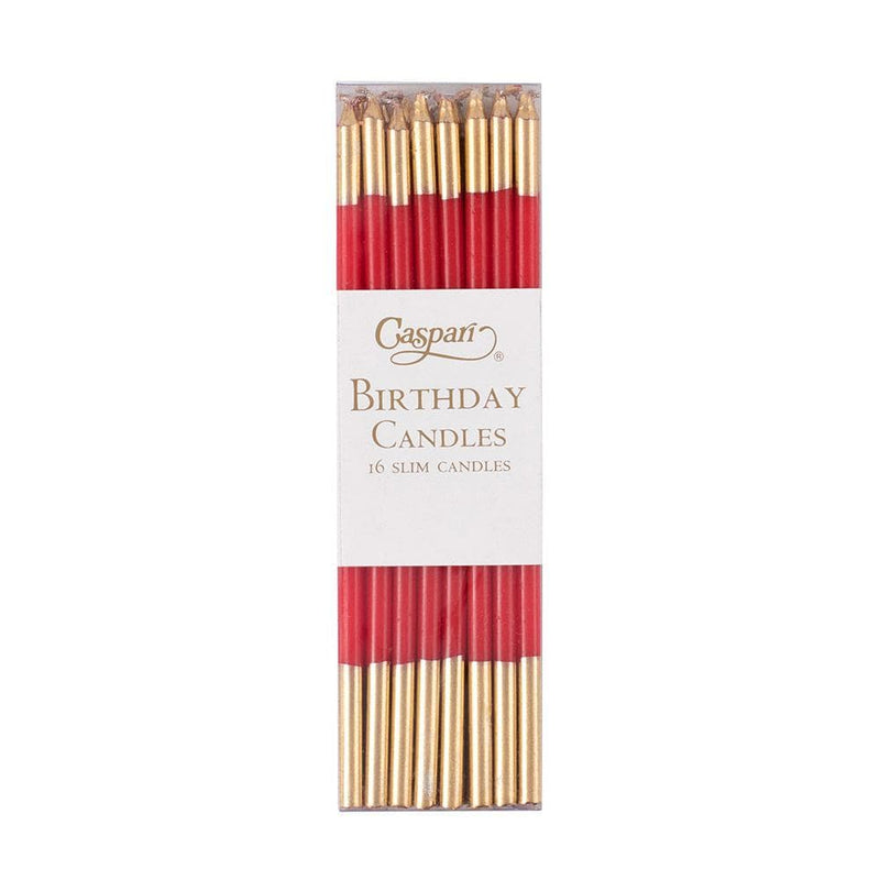 caspari Slim Birthday Candles in Red & Gold - 16 Candles Per Package caspari Slim Birthday Candles in Red & Gold - 16 Candles Per Package