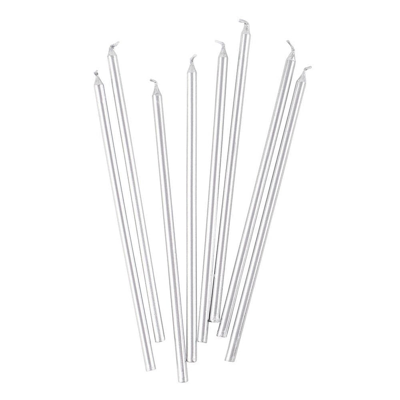 Caspari Slim Birthday Candles In Silver - 16 Candles Per Package