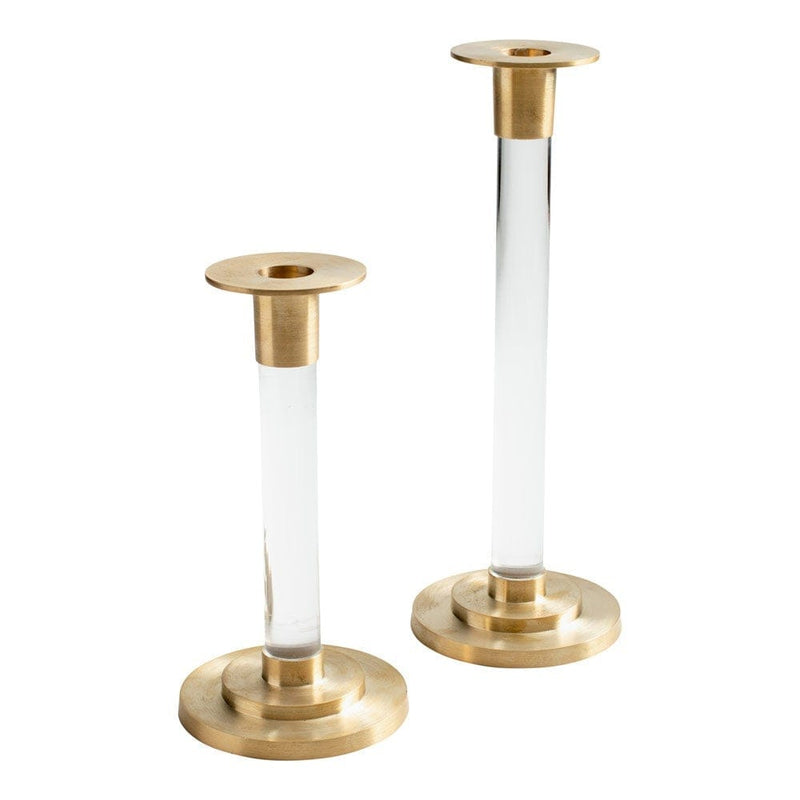 Caspari Small Brass & Resin Candlestick In Clear - 1 Each