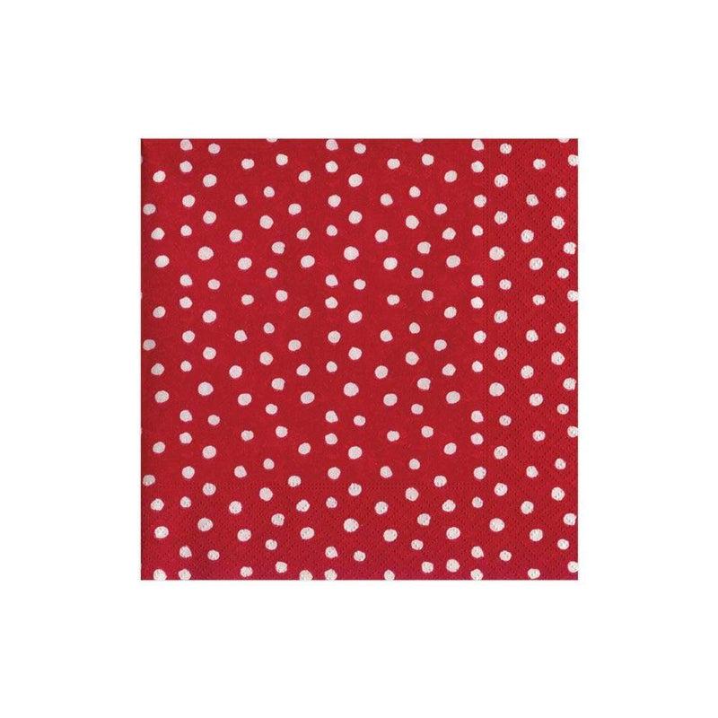 Caspari Small Dots Paper Cocktail Napkins In Red - 20 Per Package
