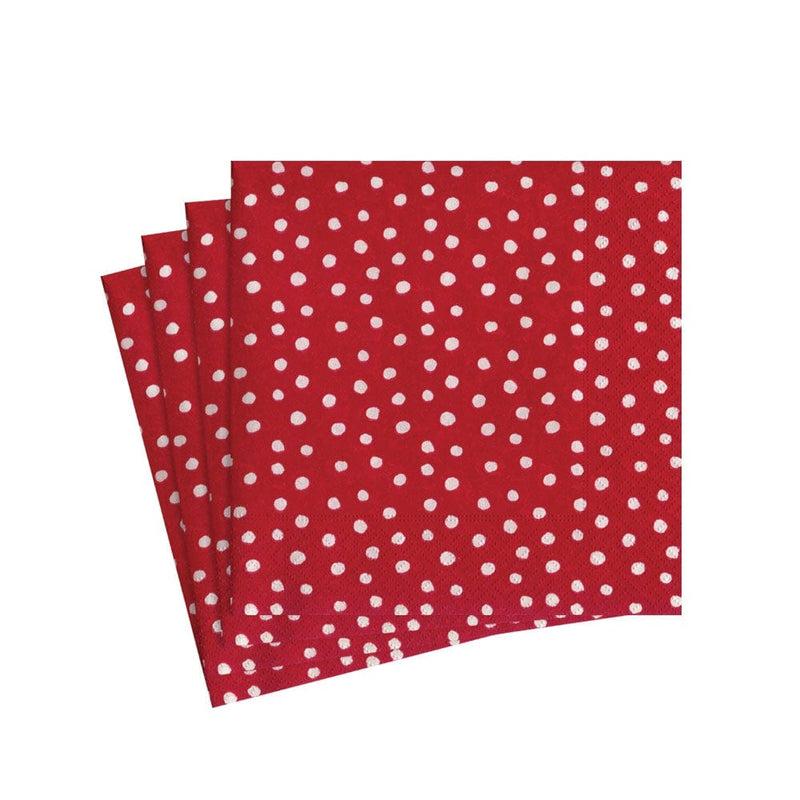caspari Small Dots Paper Cocktail Napkins in Red - 20 Per Package