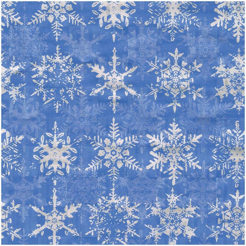 Caspari Snowfall-Blue Foil Gift Wrap - One 30" X 6' Roll