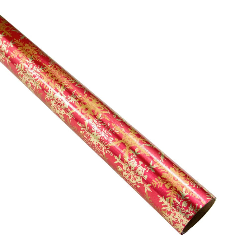 Caspari Snowfall-Red Foil Gift Wrap - One 30" X 6' Roll