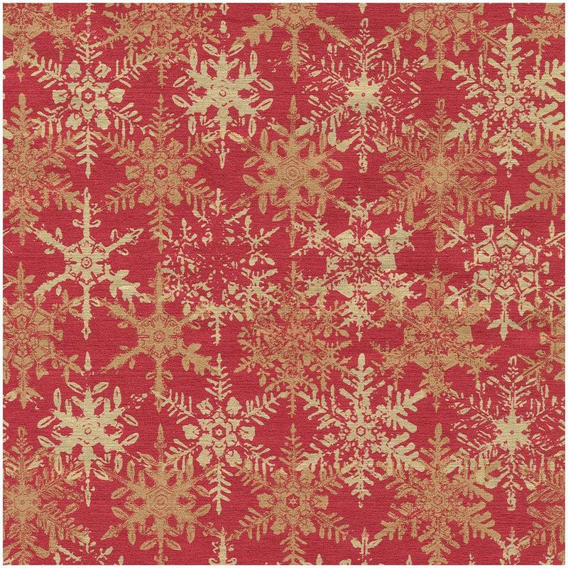 Caspari Snowfall-Red Foil Gift Wrap - One 30" X 6' Roll