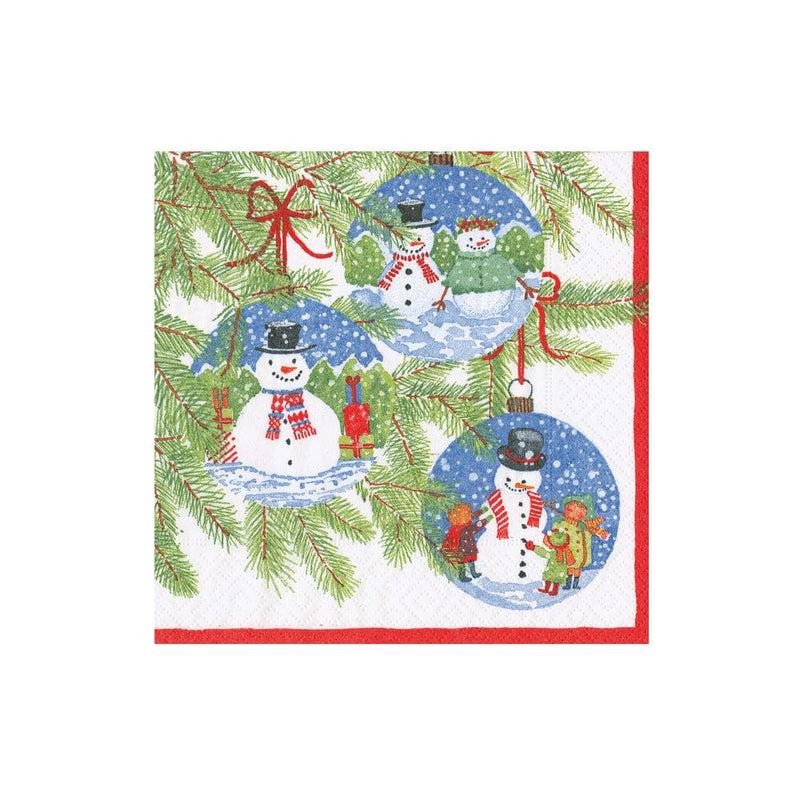 caspari Snowman Ornaments Boxed Cocktail Napkins - 40 Per Box
