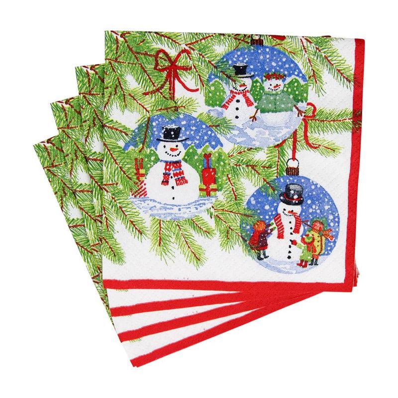 Caspari Snowman Ornaments Cocktail Napkins - 20 Per Package