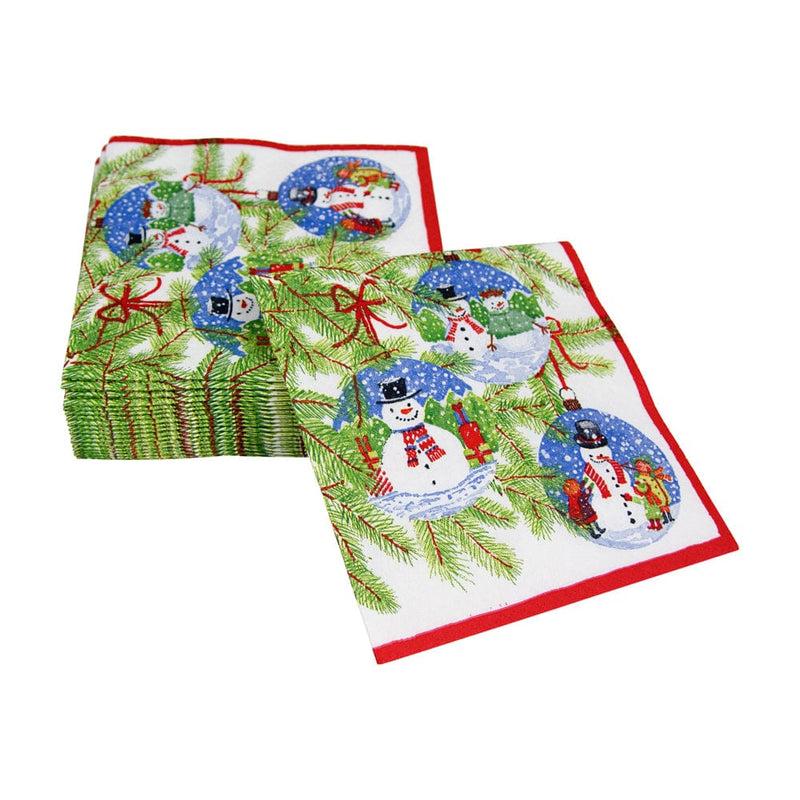 Caspari Snowman Ornaments Cocktail Napkins - 20 Per Package
