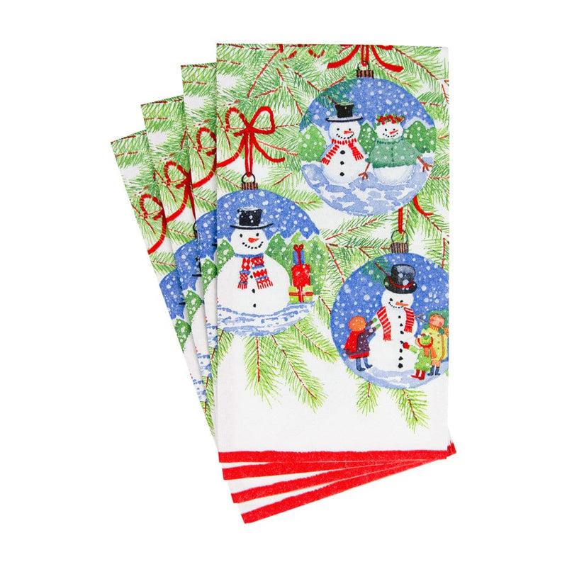 Caspari Snowman Ornaments Guest Towel Napkins - 15 Per Package