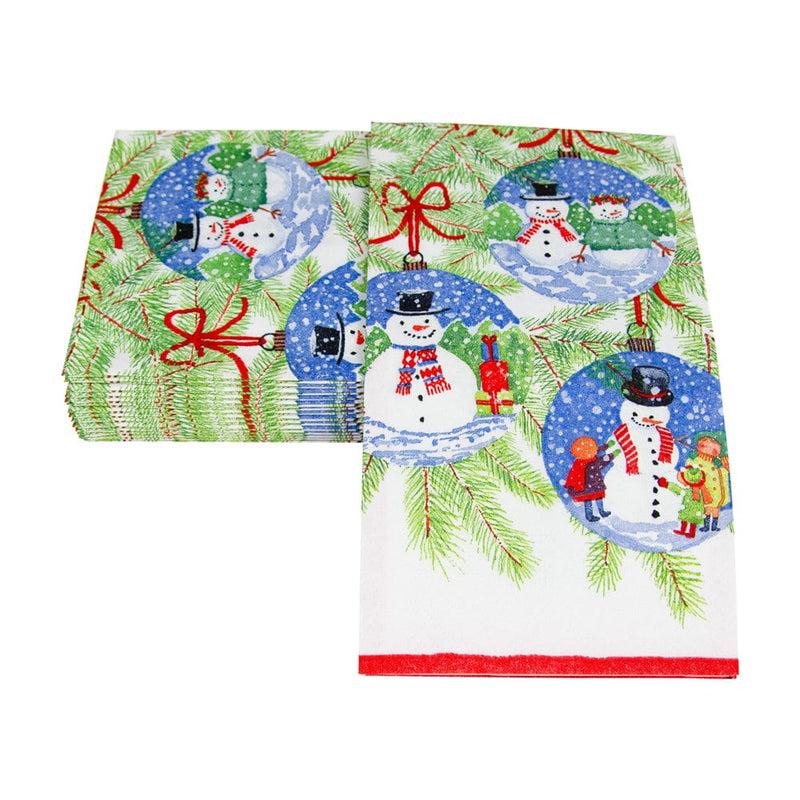 Caspari Snowman Ornaments Guest Towel Napkins - 15 Per Package