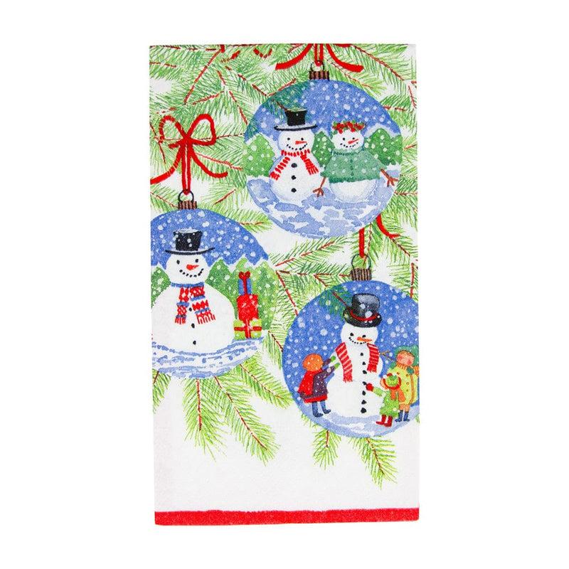 caspari Snowman Ornaments Guest Towel Napkins - 15 Per Package