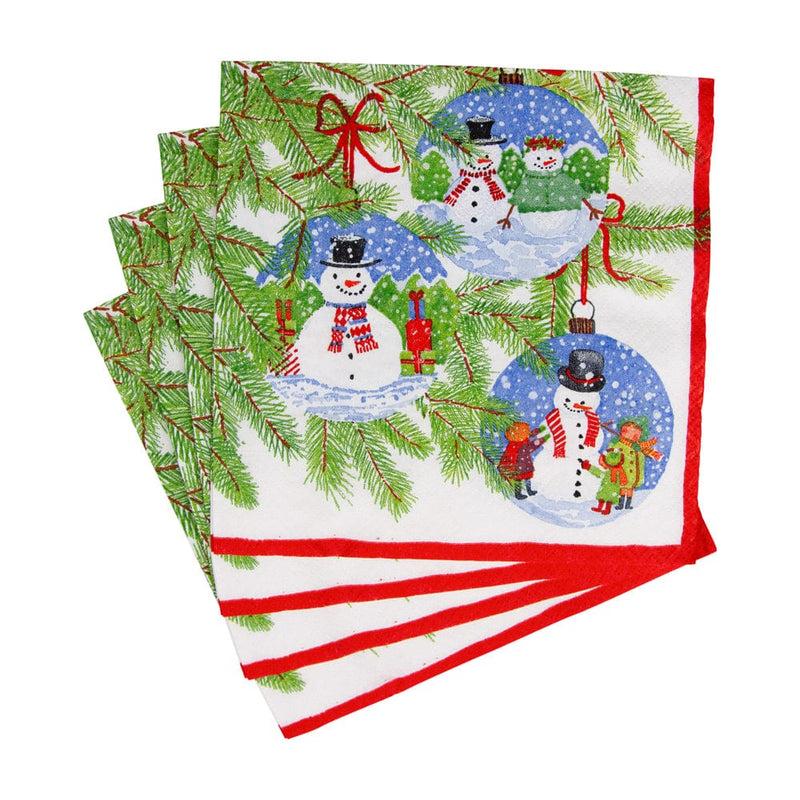 Caspari Snowman Ornaments Luncheon Napkins - 20 Per Package