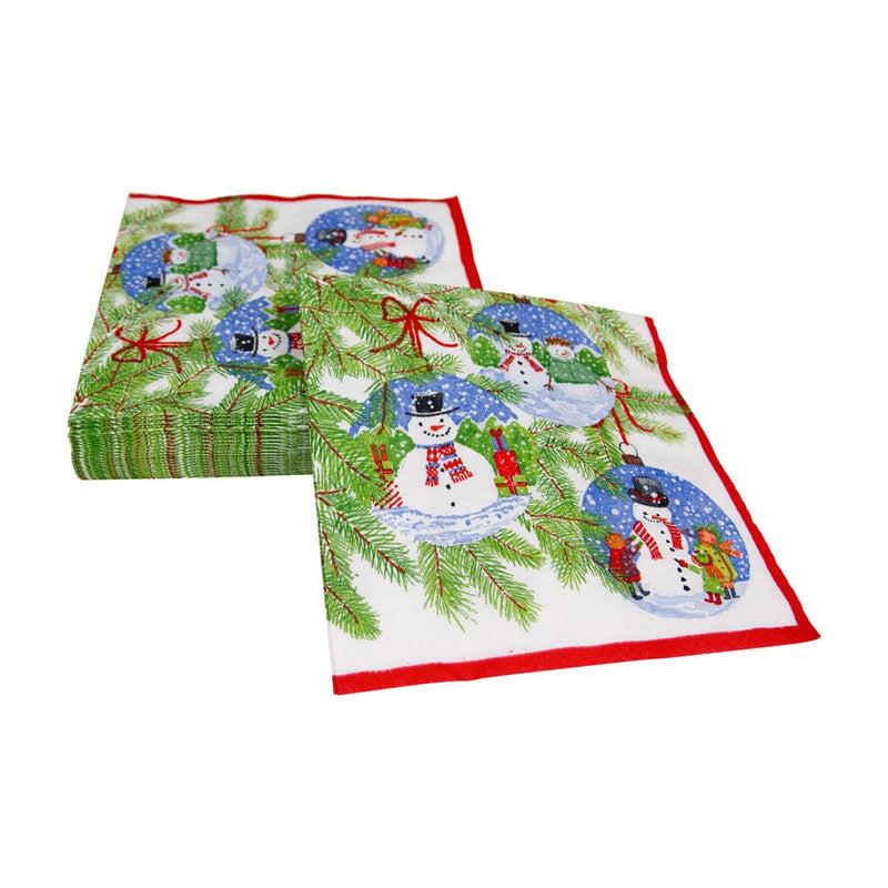 Caspari Snowman Ornaments Luncheon Napkins - 20 Per Package