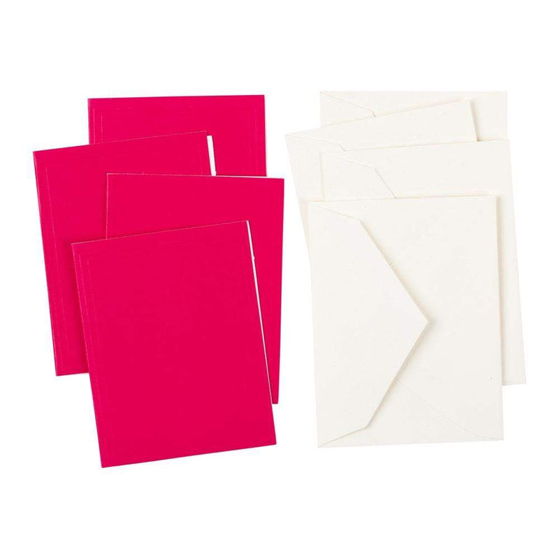 Caspari Solid Gift Enclosure Cards In Fuchsia - 4 Mini Cards & 4 Envelopes