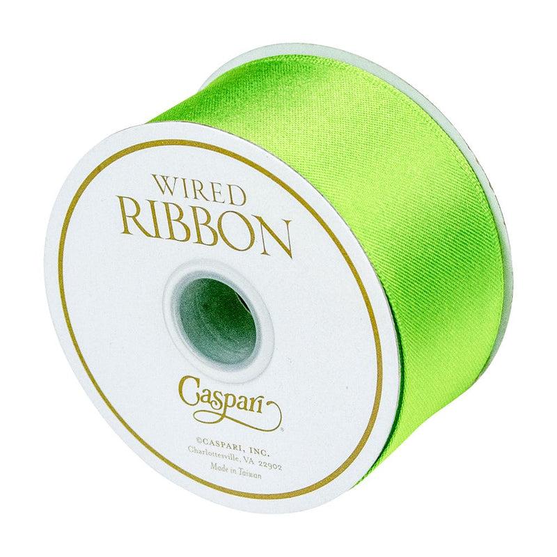 Caspari Solid Satin Wired Citron Ribbon - 1 Spool Of Ribbon
