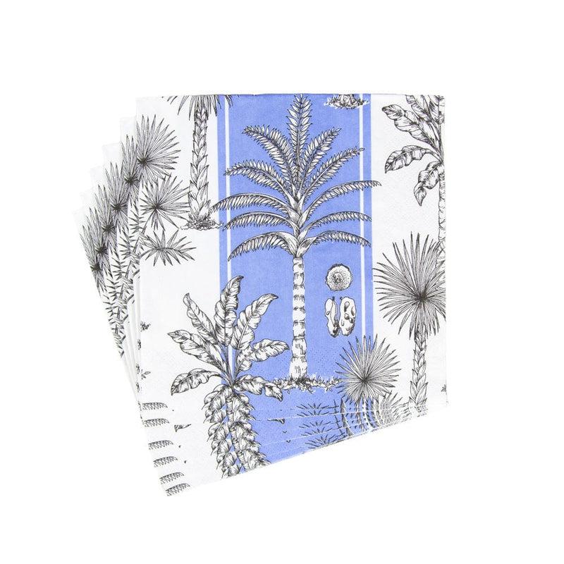 Caspari Southern Palms Blue & White Luncheon Napkins - 20 Per Package