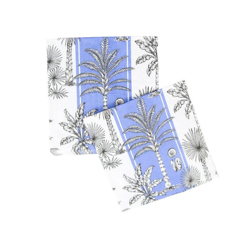 Caspari Southern Palms Blue & White Luncheon Napkins - 20 Per Package