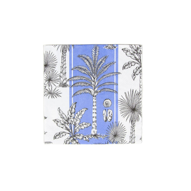 caspari Southern Palms Blue & White Luncheon Napkins - 20 Per Package