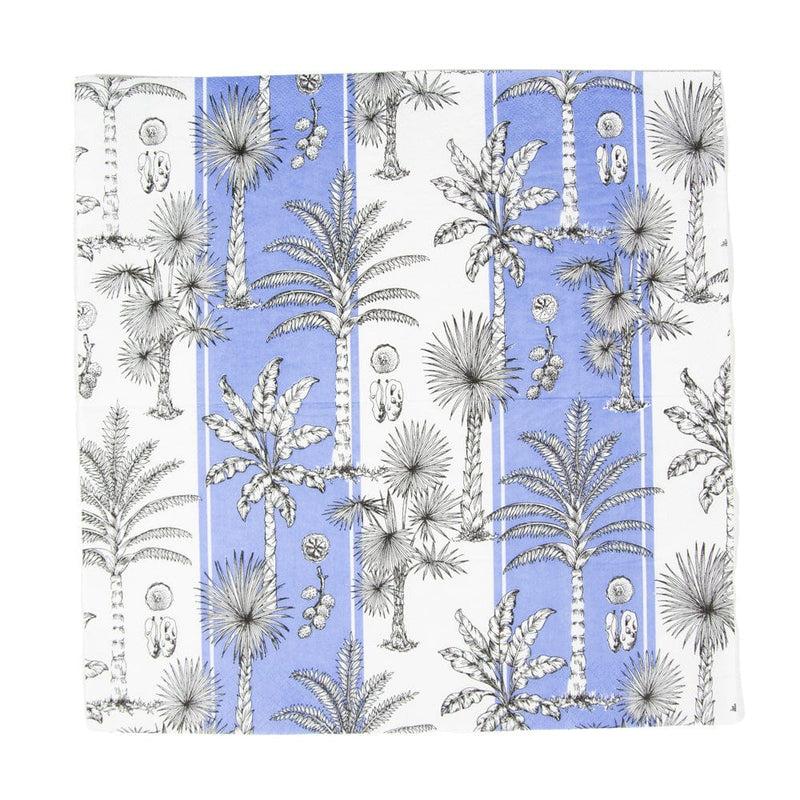 Caspari Southern Palms Blue & White Luncheon Napkins - 20 Per Package