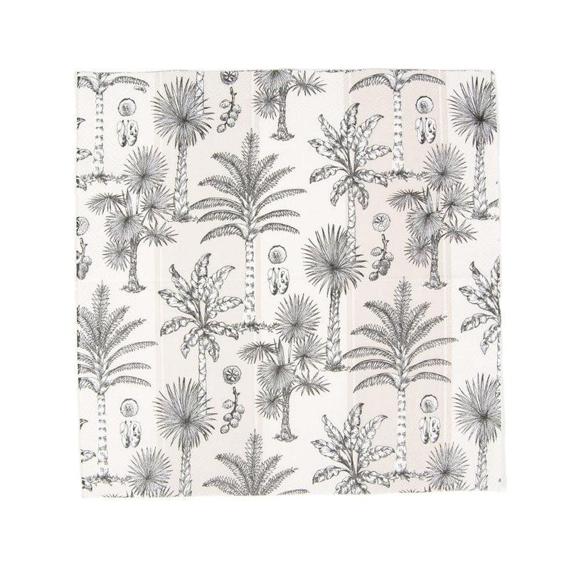 Caspari Southern Palms Flax & White Cocktail Napkins - 20 Per Package