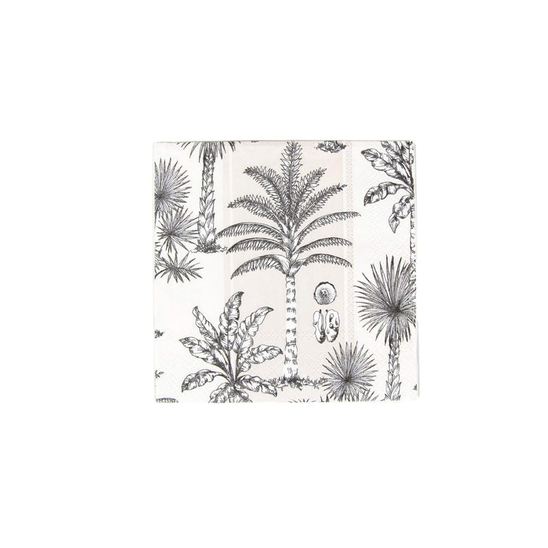 caspari Southern Palms Flax & White Cocktail Napkins - 20 Per Package