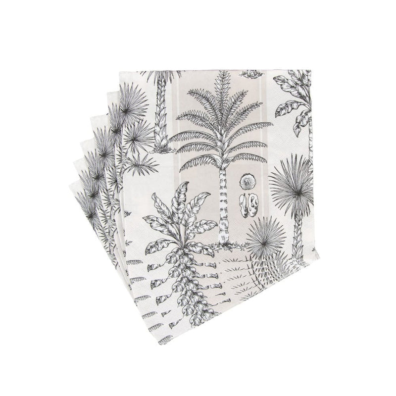 Caspari Southern Palms Flax & White Luncheon Napkins - 20 Per Package