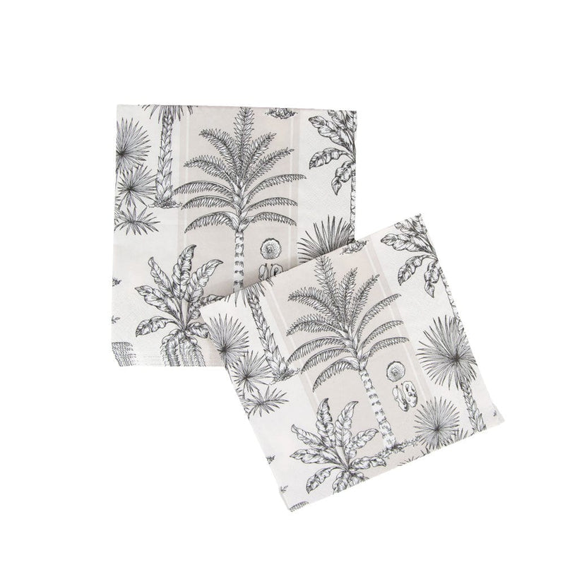 Caspari Southern Palms Flax & White Luncheon Napkins - 20 Per Package