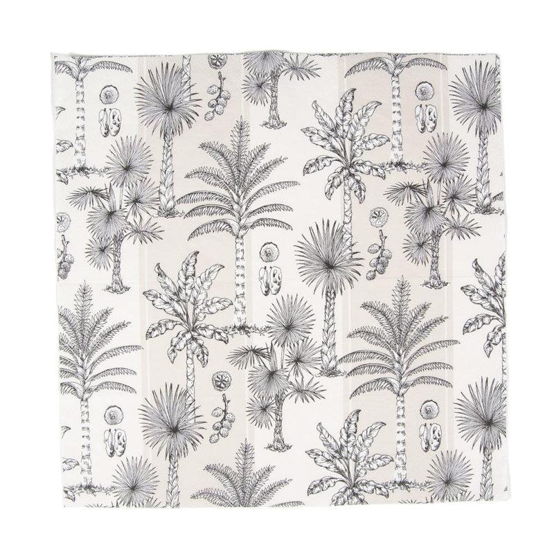 Caspari Southern Palms Flax & White Luncheon Napkins - 20 Per Package
