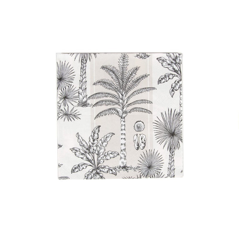 caspari Southern Palms Flax & White Luncheon Napkins - 20 Per Package