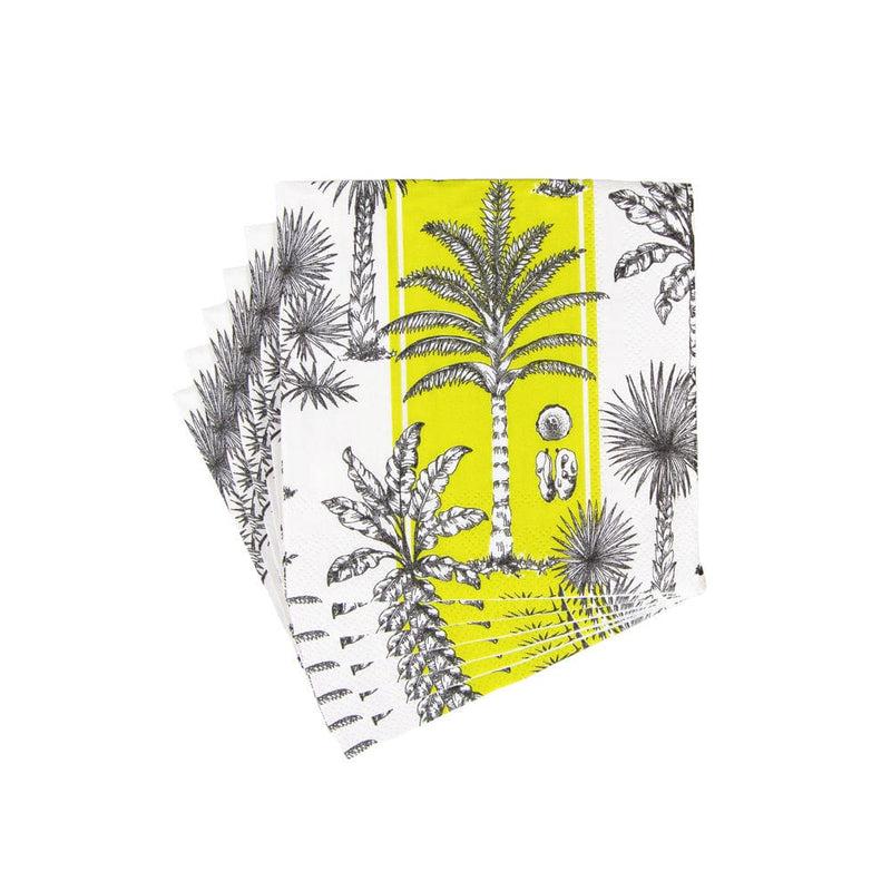 Caspari Southern Palms Green & White Cocktail Napkins - 20 Per Package