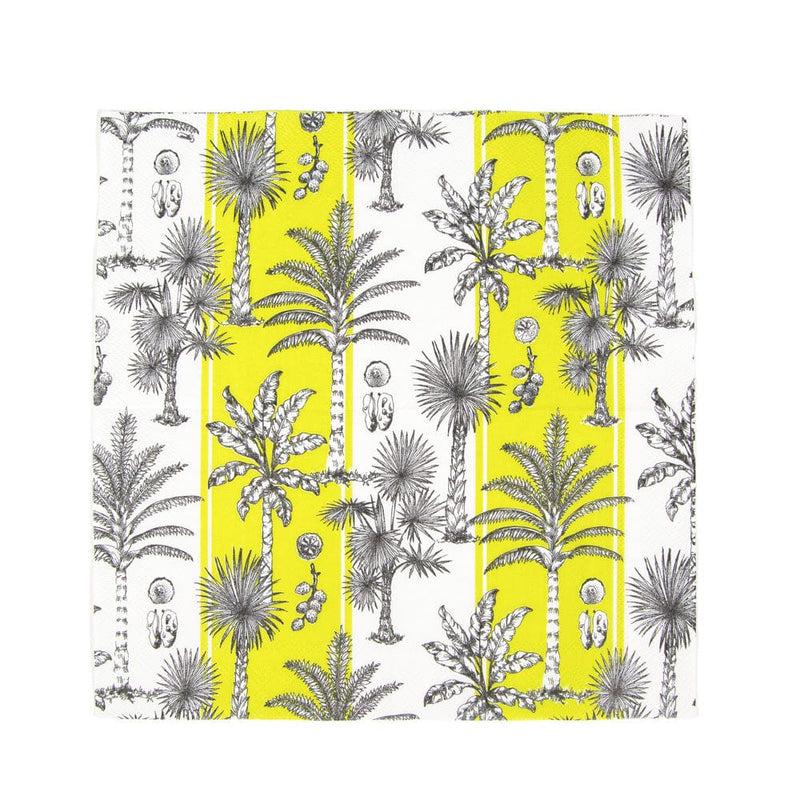 Caspari Southern Palms Green & White Cocktail Napkins - 20 Per Package