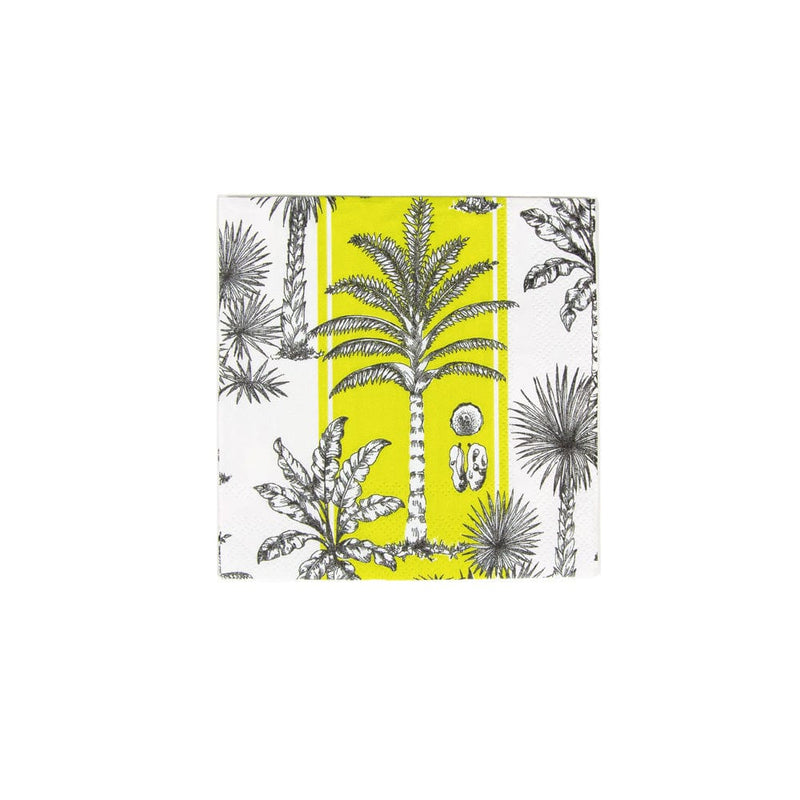 caspari Southern Palms Green & White Cocktail Napkins - 20 Per Package