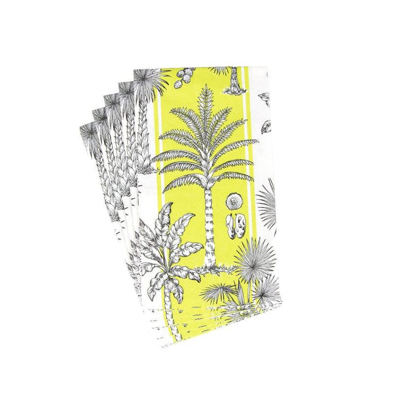 Caspari Southern Palms Green & White Guest Towel Napkins - 15 Per Package