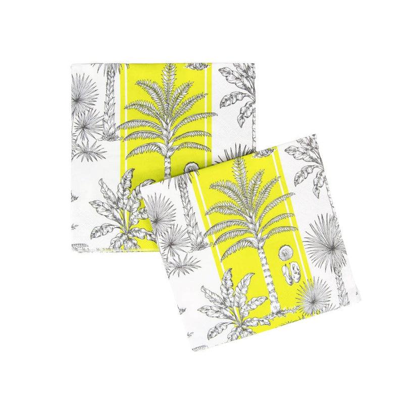 Caspari Southern Palms Green & White Luncheon Napkins - 20 Per Package