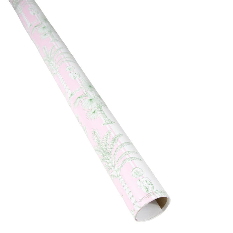Caspari Southern Palms In Pink & White Gift Wrap - 1 Continuous Roll Of Wrapping Paper