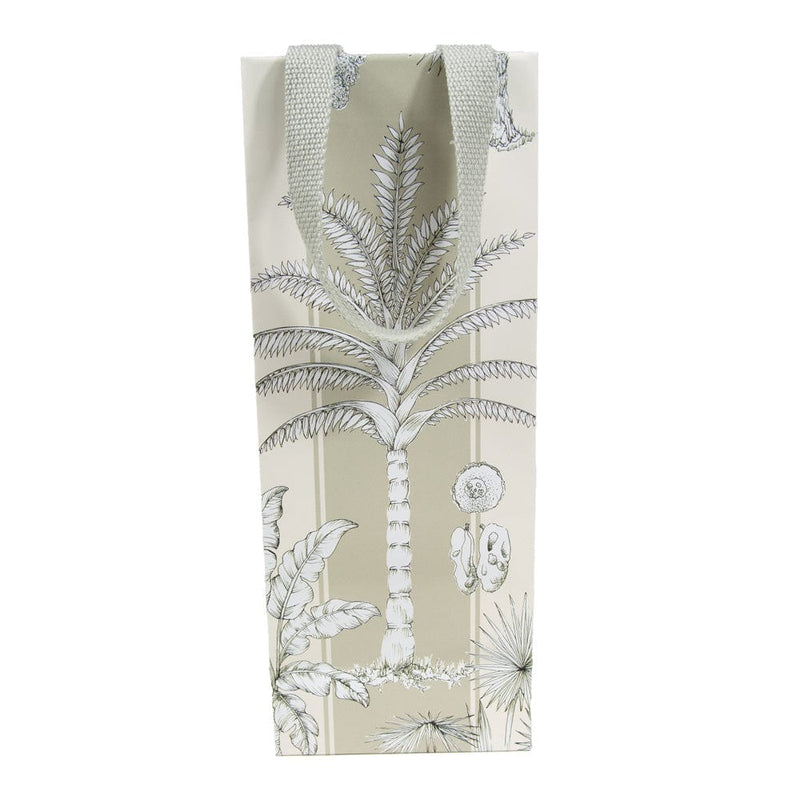Caspari Southern Palms Ivory & Flax Wine & Bottle Gift Bags - 1 Each