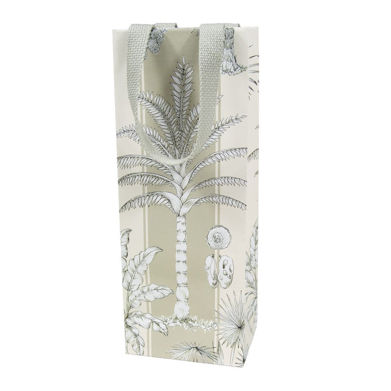caspari Southern Palms Ivory & Flax Wine & Bottle Gift Bags - 1 Each