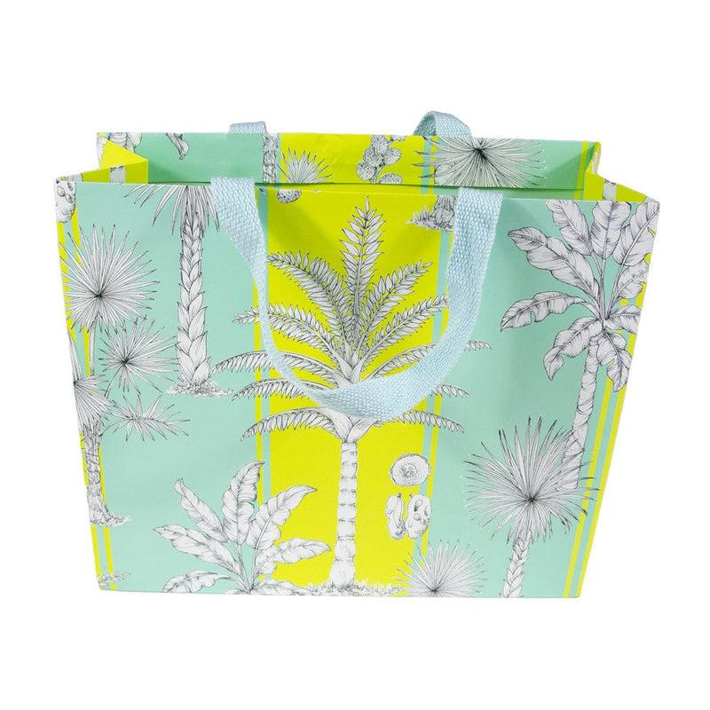 Caspari Southern Palms Turquoise & Lime Large Gift Bags - 1 Each