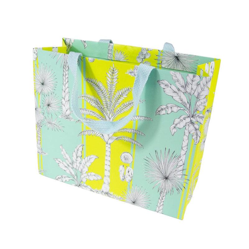 Caspari Southern Palms Turquoise & Lime Large Gift Bags - 1 Each