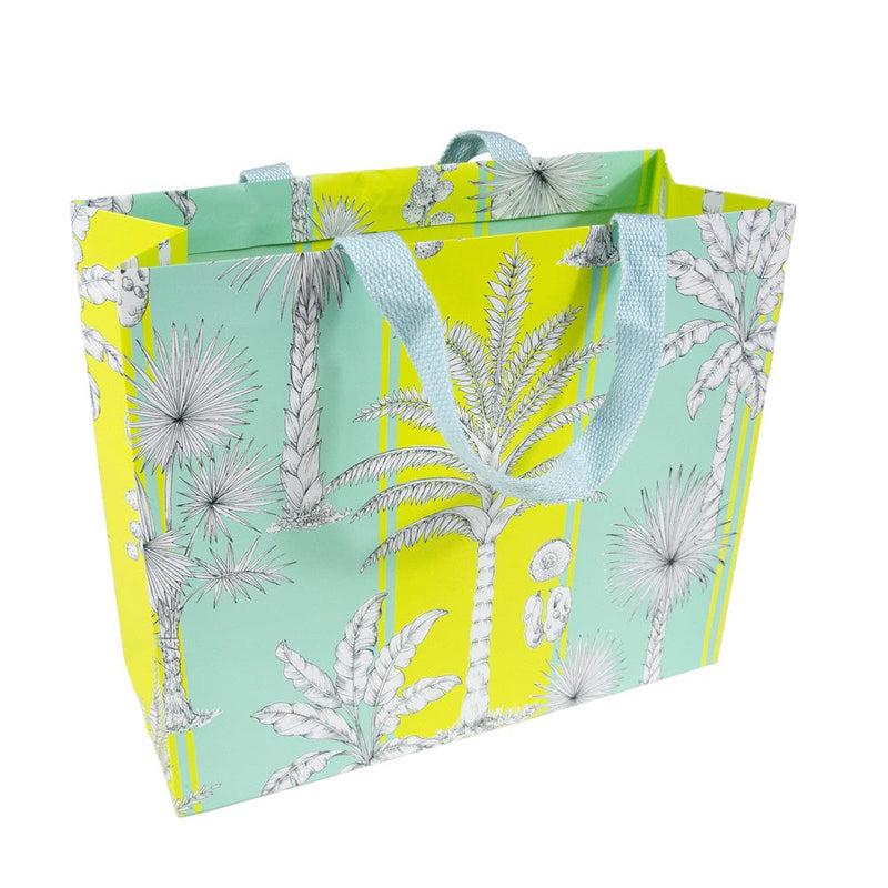 Caspari Southern Palms Turquoise & Lime Large Gift Bags - 1 Each