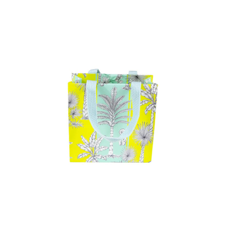 Caspari Southern Palms Turquoise & Lime Small Square Gift Bags - 1 Each