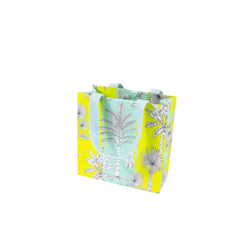 Caspari Southern Palms Turquoise & Lime Small Square Gift Bags - 1 Each
