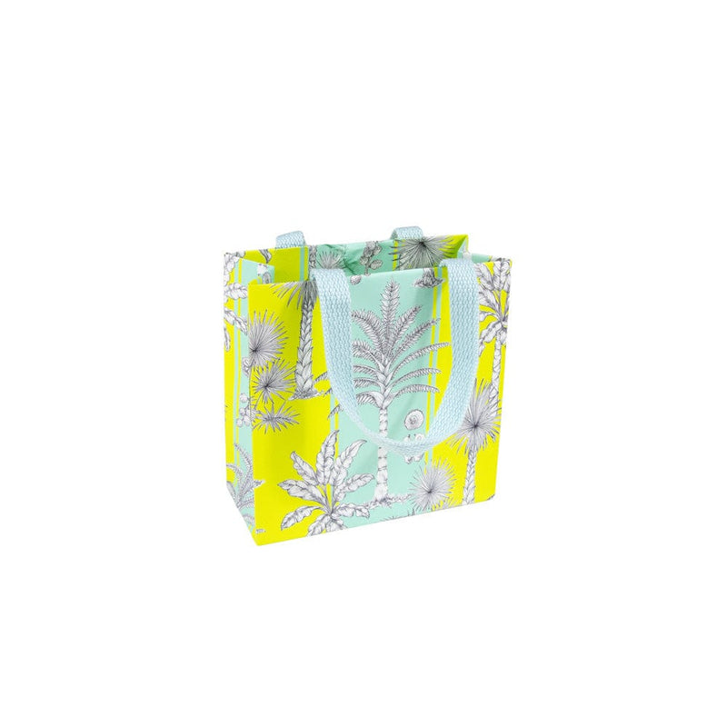 Caspari Southern Palms Turquoise & Lime Small Square Gift Bags - 1 Each