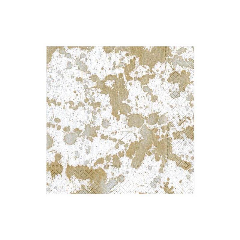 caspari Splatterware Paper Cocktail Napkins in Gold - 20 Per Package