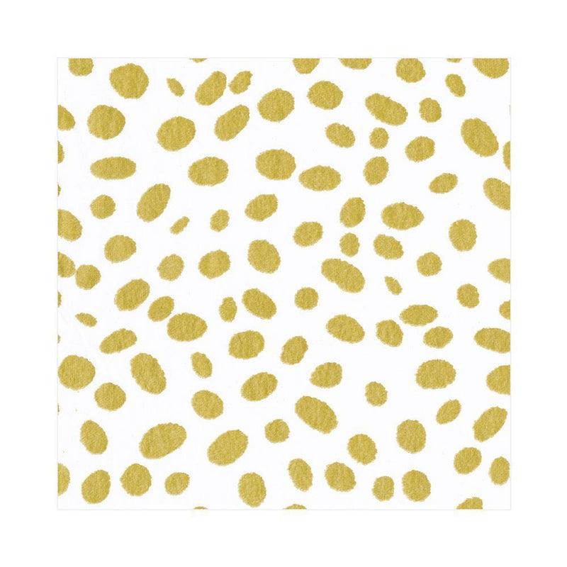 caspari Spots Paper Linen Luncheon Napkins in Gold - 15 Per Package